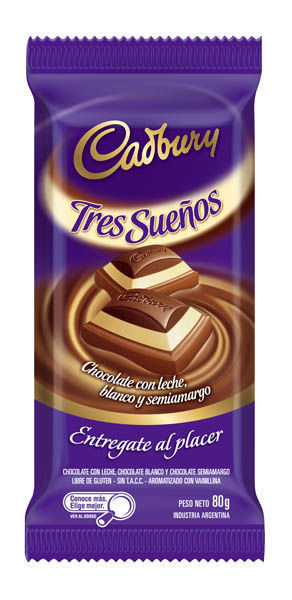 Imagen de Tableta Chocolate Cadbury Tres Sueños 80 gr