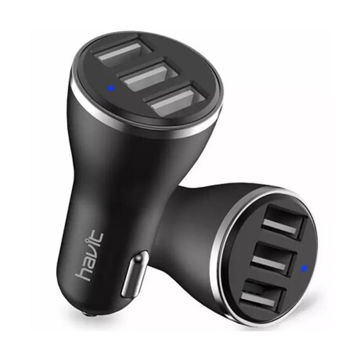 Imagen de Cargador de Auto Havit 3 Puertos H212 Gy