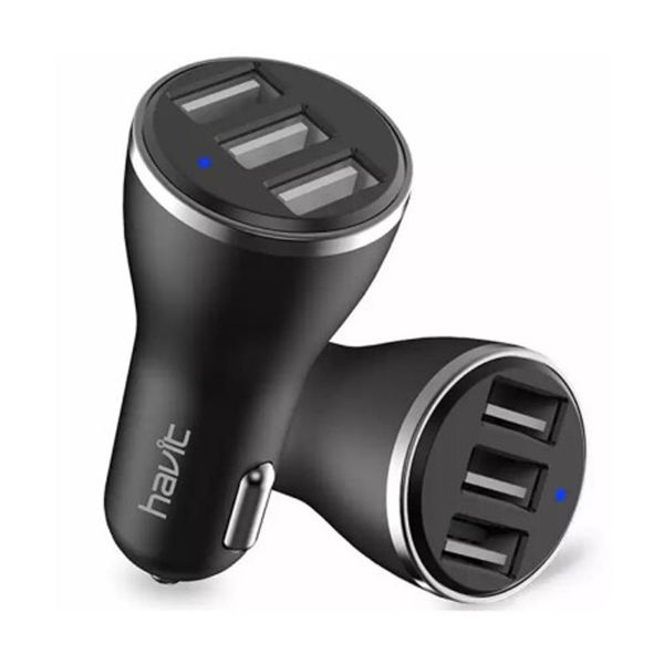 Imagen de Cargador de Auto Havit 3 Puertos H212 Gy