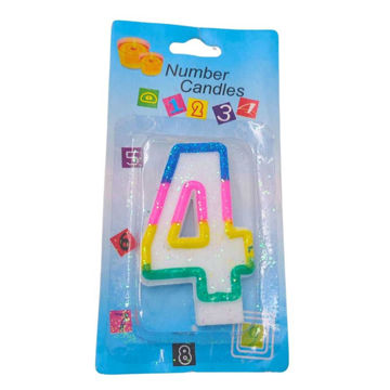 Imagen de Vela Numero 4 Borde Multicolor
