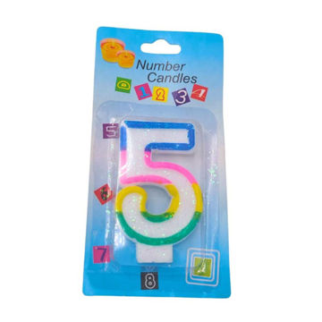 Imagen de Vela Numero 5 Borde Multicolor