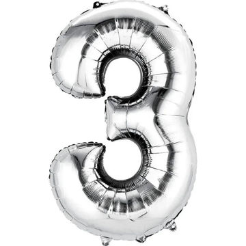 Imagen de Globo 16" Plateado Numero 3