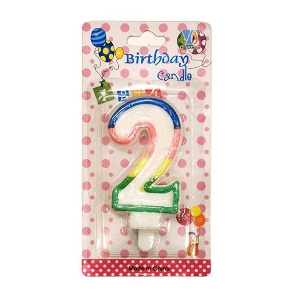 Imagen de Vela Numero 2 Borde Multicolor