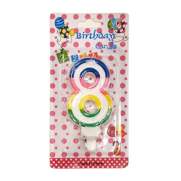 Imagen de Vela Numero 8 Borde Multicolor